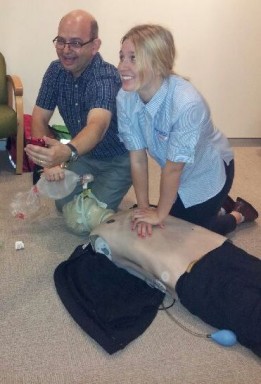 Taking a selfie while doing CPR with Caitlin our casual nurse