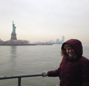 Statue of Liberty with the Manhattan skyline behind me