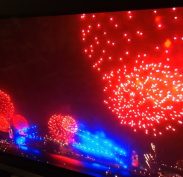Fireworks above the Bridge, Covid 19 style, via the TV